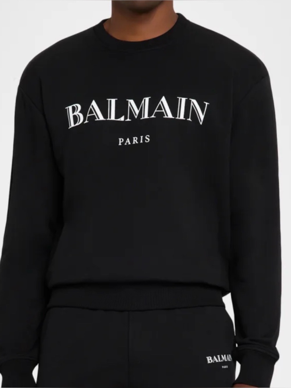 Balmain Men's Cotton Vintage Logo Crewneck Sweater